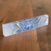 Abstrakt Blue Gray Fraktal Art Blume Namensplakette (Seite)