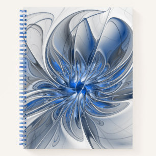 Abstrakt Blue Gray Fraktal Art Blume Notizblock