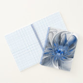Abstrakt Blue Gray Fraktal Art Blume Notizblock (Innenseite)
