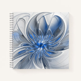 Abstrakt Blue Gray Fraktal Art Blume Notizblock