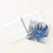 Abstrakt Blue Gray Fraktal Art Blume Notizblock (Innenseite)