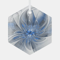 Abstrakt Blue Gray Fraktal Art Blume