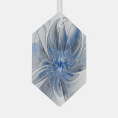 Abstrakt Blue Gray Fraktal Art Blume Ornament Aus Glas (Vorderseite Rechts)