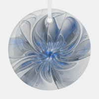 Abstrakt Blue Gray Fraktal Art Blume