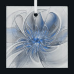 Abstrakt Blue Gray Fraktal Art Blume Ornament Aus Glas<br><div class="desc">Eine einzigartige Fantasy-Blume in Blau- und Grautönen,  abstrakt und elegant. Ungewöhnliches Design für Ihre dekorative Blumenquadratische Glas-Ornament und mehr.</div>