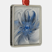 Abstrakt Blue Gray Fraktal Art Blume Ornament Aus Metall (Rechts)