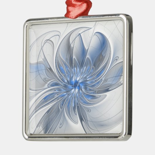 Abstrakt Blue Gray Fraktal Art Blume Ornament Aus Metall (Links)