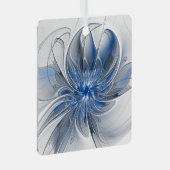 Abstrakt Blue Gray Fraktal Art Blume Ornament Aus Metall (Vorderseite Rechts)