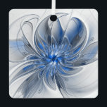 Abstrakt Blue Gray Fraktal Art Blume Ornament Aus Metall<br><div class="desc">Eine einzigartige Fantasy-Blume in Blau- und Grautönen,  abstrakt und elegant. Design für Ihre quadratische Metallschmuck und mehr.</div>