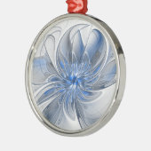 Abstrakt Blue Gray Fraktal Art Blume Ornament Aus Metall (Links)