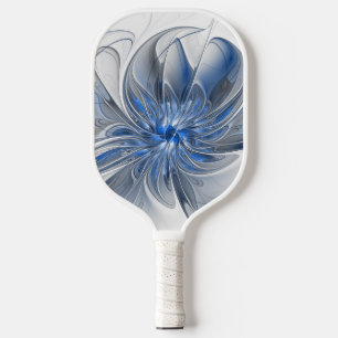 Abstrakt Blue Gray Fraktal Art Blume Pickleball Schläger