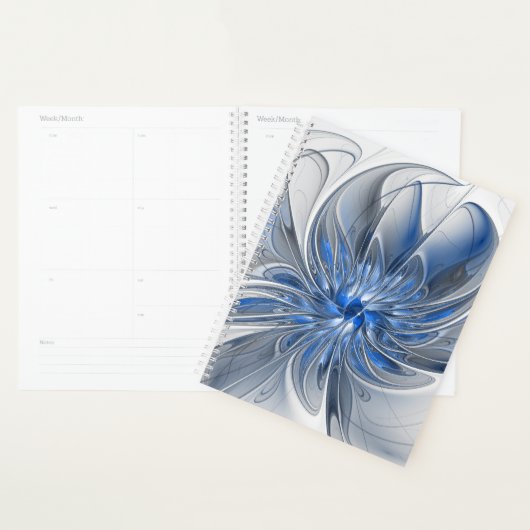 Abstrakt Blue Gray Fraktal Art Blume Planer (Anzeige)