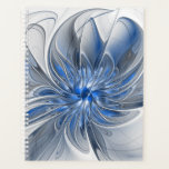 Abstrakt Blue Gray Fraktal Art Blume Planer<br><div class="desc">Eine einzigartige Fantasy-Blume in Blau- und Grautönen,  abstrakt und elegant. Design für Ihren Planer und mehr.</div>