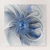 Abstrakt Blue Gray Fraktal Art Blume Puzzle (Horizontal)