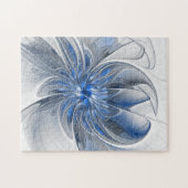 Abstrakt Blue Gray Fraktal Art Blume Puzzle (Horizontal)