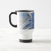 Abstrakt Blue Gray Fraktal Art Blume Reisebecher (Links)
