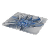 Abstrakt Blue Gray Fraktal Art Blume Schneidebrett (Ecke)