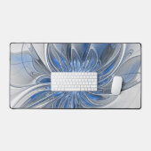 Abstrakt Blue Gray Fraktal Art Blume Schreibtischunterlage (Tastatur & Maus)