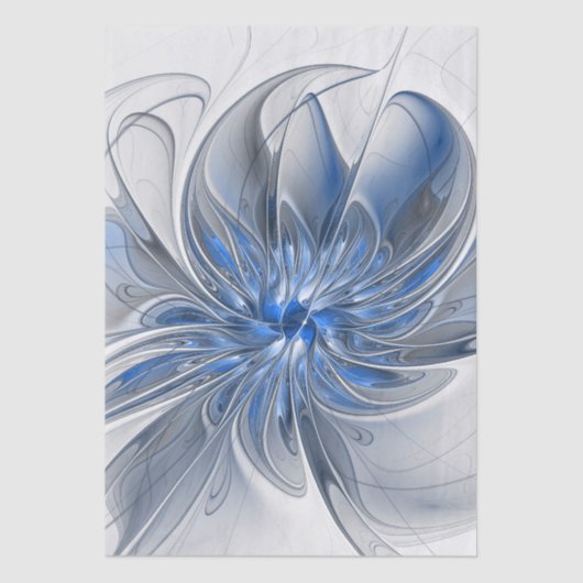 Abstrakt Blue Gray Fraktal Art Blume Seidenpapier (Vorderseite)