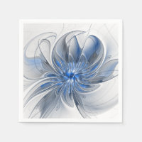 Abstrakt Blue Gray Fraktal Art Blume