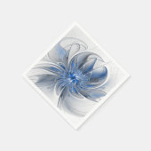Abstrakt Blue Gray Fraktal Art Blume Serviette (Ecke)