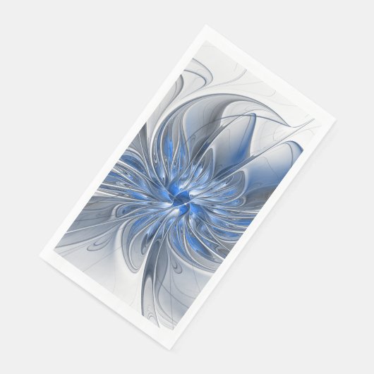 Abstrakt Blue Gray Fraktal Art Blume Serviette (Ecke)