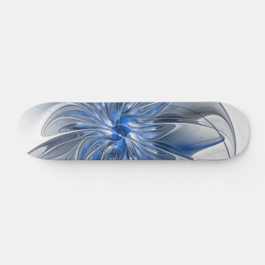 Abstrakt Blue Gray Fraktal Art Blume Skateboard (Horizontal)