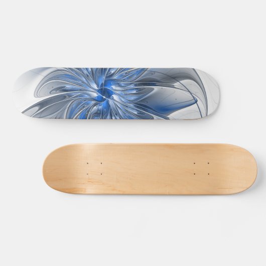 Abstrakt Blue Gray Fraktal Art Blume Skateboard (Horizontal)