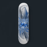 Abstrakt Blue Gray Fraktal Art Blume Skateboard<br><div class="desc">Eine einzigartige Fantasy-Blume in Blau- und Grautönen,  abstrakt und elegant. Design für Ihr Skateboard und mehr.</div>