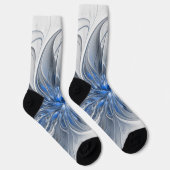 Abstrakt Blue Gray Fraktal Art Blume Socken (Rechts)