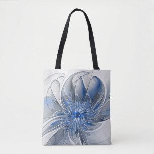 Abstrakt Blue Gray Fraktal Art Blume Tasche