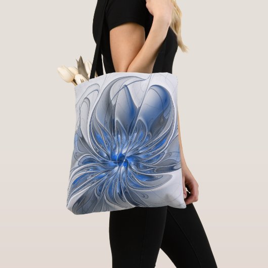Abstrakt Blue Gray Fraktal Art Blume Tasche (Von Nahem)