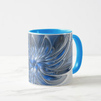 Abstrakt Blue Gray Fraktal Art Blume