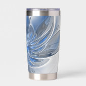 Abstrakt Blue Gray Fraktal Art Blume Thermobecher (Rückseite)