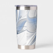 Abstrakt Blue Gray Fraktal Art Blume Thermobecher (Rechts)