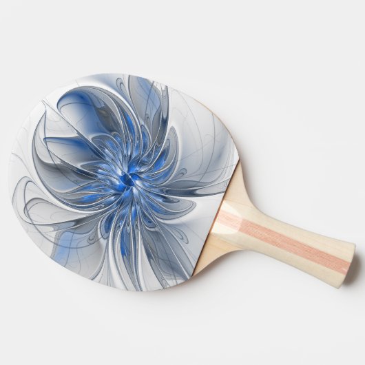 Abstrakt Blue Gray Fraktal Art Blume Tischtennis Schläger (Seitenansicht)