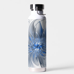 Abstrakt Blue Gray Fraktal Art Blume Trinkflasche