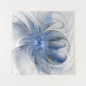 Abstrakt Blue Gray Fraktal Art Blume Wandteppich (Vorderseite (Horizontal))
