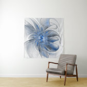 Abstrakt Blue Gray Fraktal Art Blume Wandteppich (Beispiel (Horizontal))
