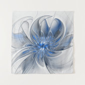 Abstrakt Blue Gray Fraktal Art Blume Wandteppich (Vorderseite)