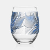 Abstrakt Blue Gray Fraktal Art Blume Weinglas Ohne Stiel (Rechts)