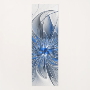 Abstrakt Blue Gray Fraktal Art Blume Yogamatte