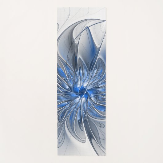Abstrakt Blue Gray Fraktal Art Blume Yogamatte (Vorderseite)