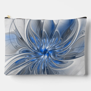 Abstrakt Blue Gray Fraktal Art Blume Zubehörtasche