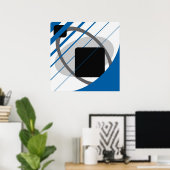Abstrakt Blue Gray Off-White Black AP002 Poster (Heimbüro)
