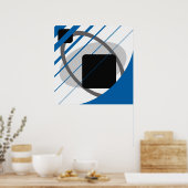 Abstrakt Blue Gray Off-White Black AP002 Poster (Küche)