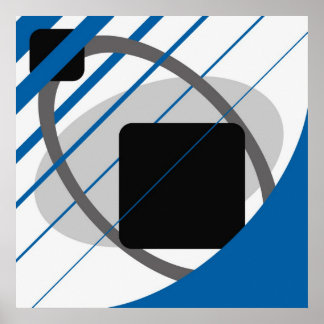 Abstrakt Blue Gray Off-White Black AP002 Poster