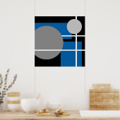 Abstrakt Blue Gray Schwarz-weiß AP0001 Poster (Küche)