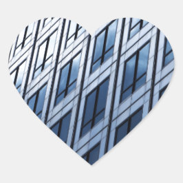 Abstrakt Blue Gray Windows Herz-Aufkleber