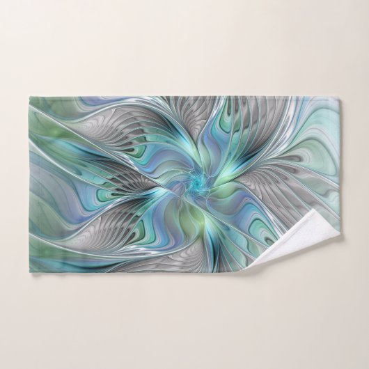Abstrakt Blue Green Butterfly Fantasy Fraktal Art Badhandtuch Set (Handtuch)
